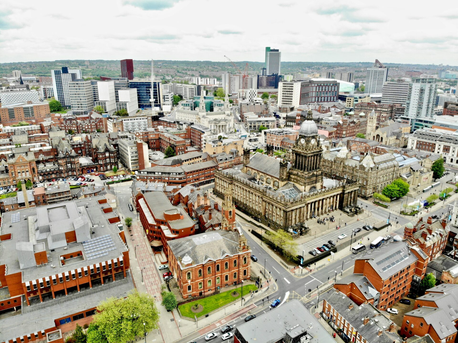 view over Leeds city centre rooftops.
