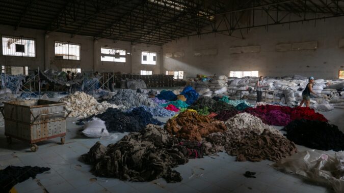 Fashion waste in a factory.