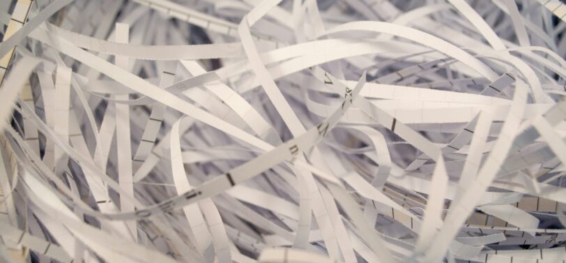 shredded confidential papers.