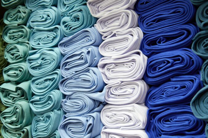 rolls of fabric ready for recycling.