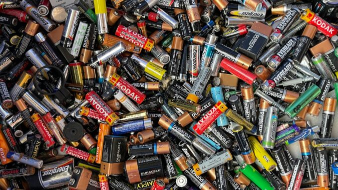 batteries in a bin.