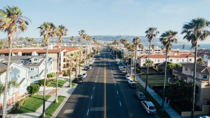 suburban street in California.