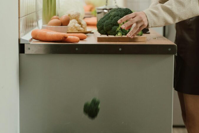 food waste bin in kitchen