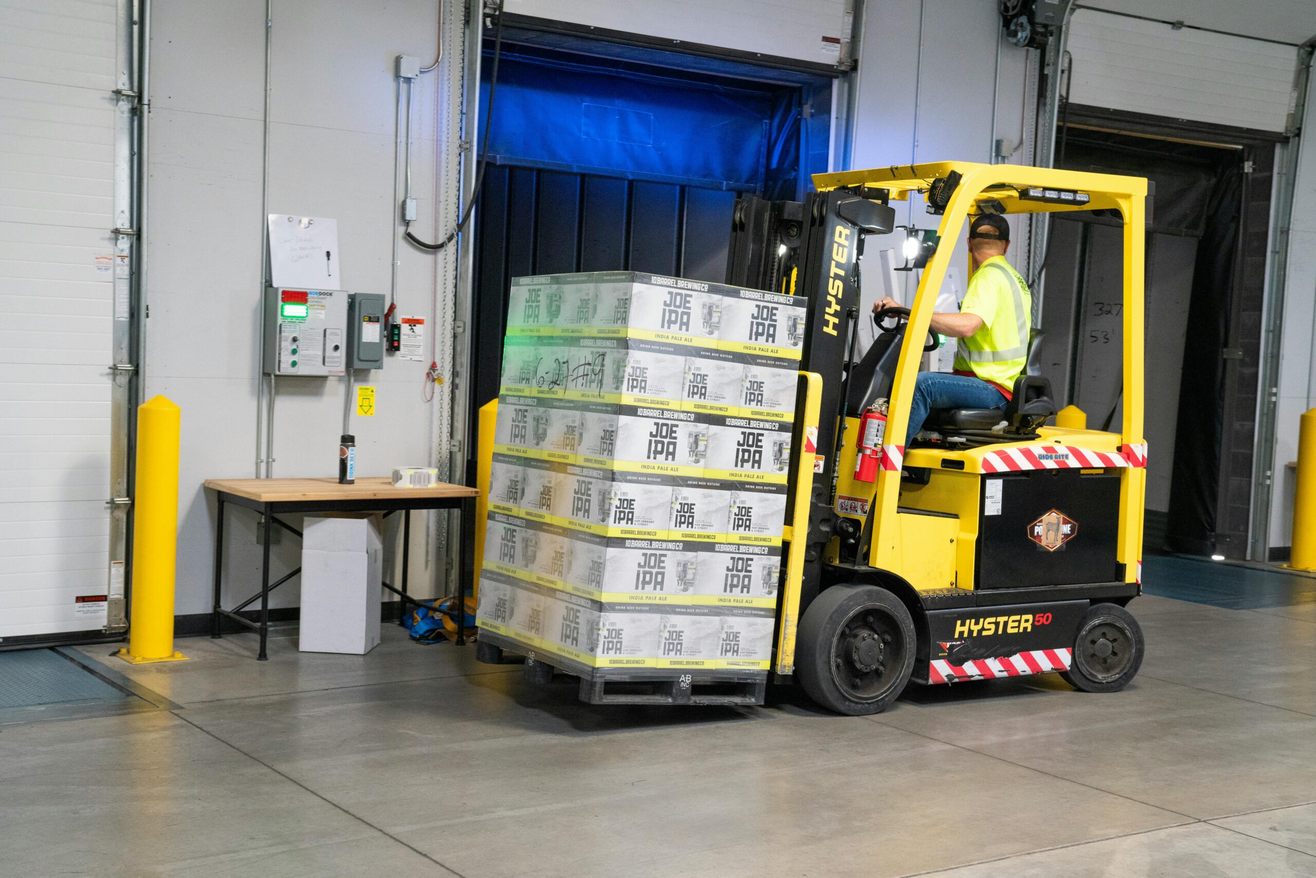 forklift driver in warehouse