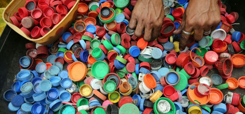 bottle caps being sorted